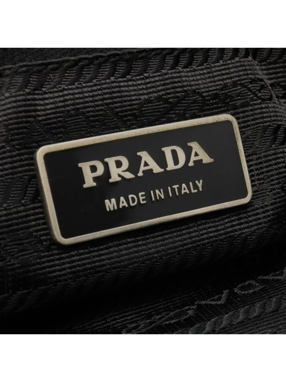 Prada Tote Triangle Logo Black Nylon Saffiano Leather